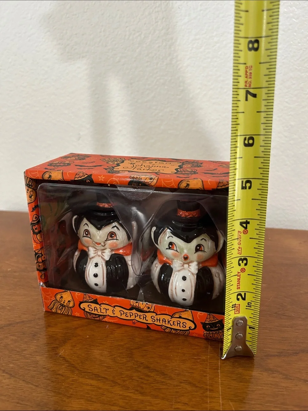 Johanna Parker Little Vampire Orange and Black Vampire Salt & Pepper Shakers